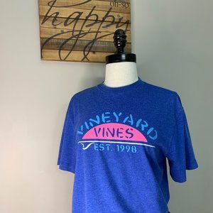 Vineyard Vines est 1998 Graphic T-Shirt Blue Pink Women's Oversized Size‎ XS